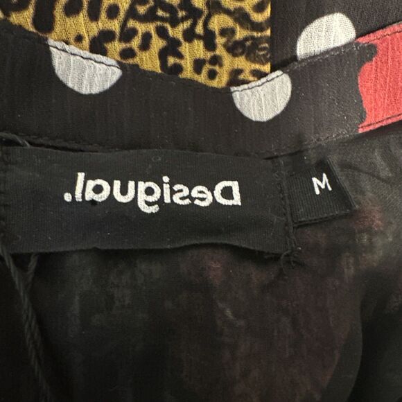 Desigual Womens Chiffon Patchwork Tiered Dress Size M Medium Long Sleeve - Picture 7 of 9